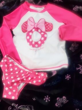 NWOT Little Girl's Minnie Mouse 2 Piece Bathing Suit
